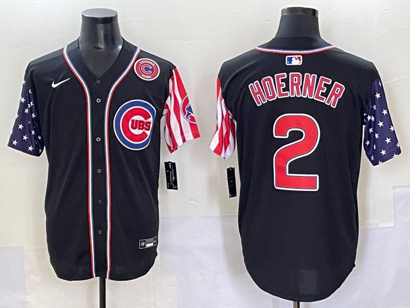 Men 2025 Chicago Cubs 2 Hoerner Black a generation of national flags Joint Name Nike MLB Jersey style 6